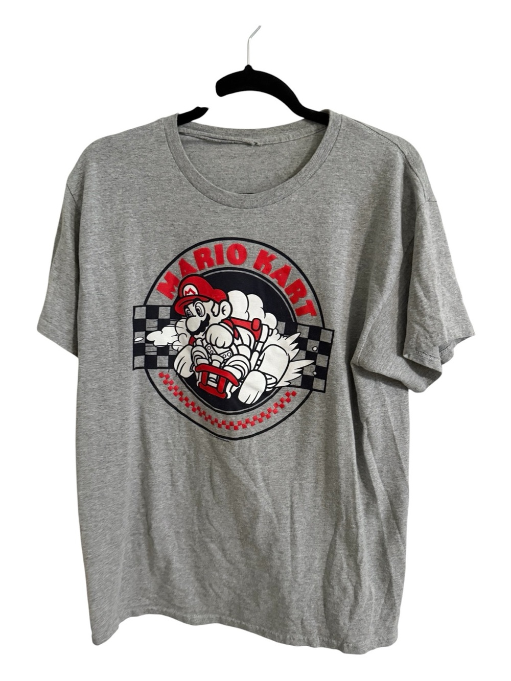 Nintendo Mario Kart Graphic T-Shirt Gray Mens Large Racing Game Tee
